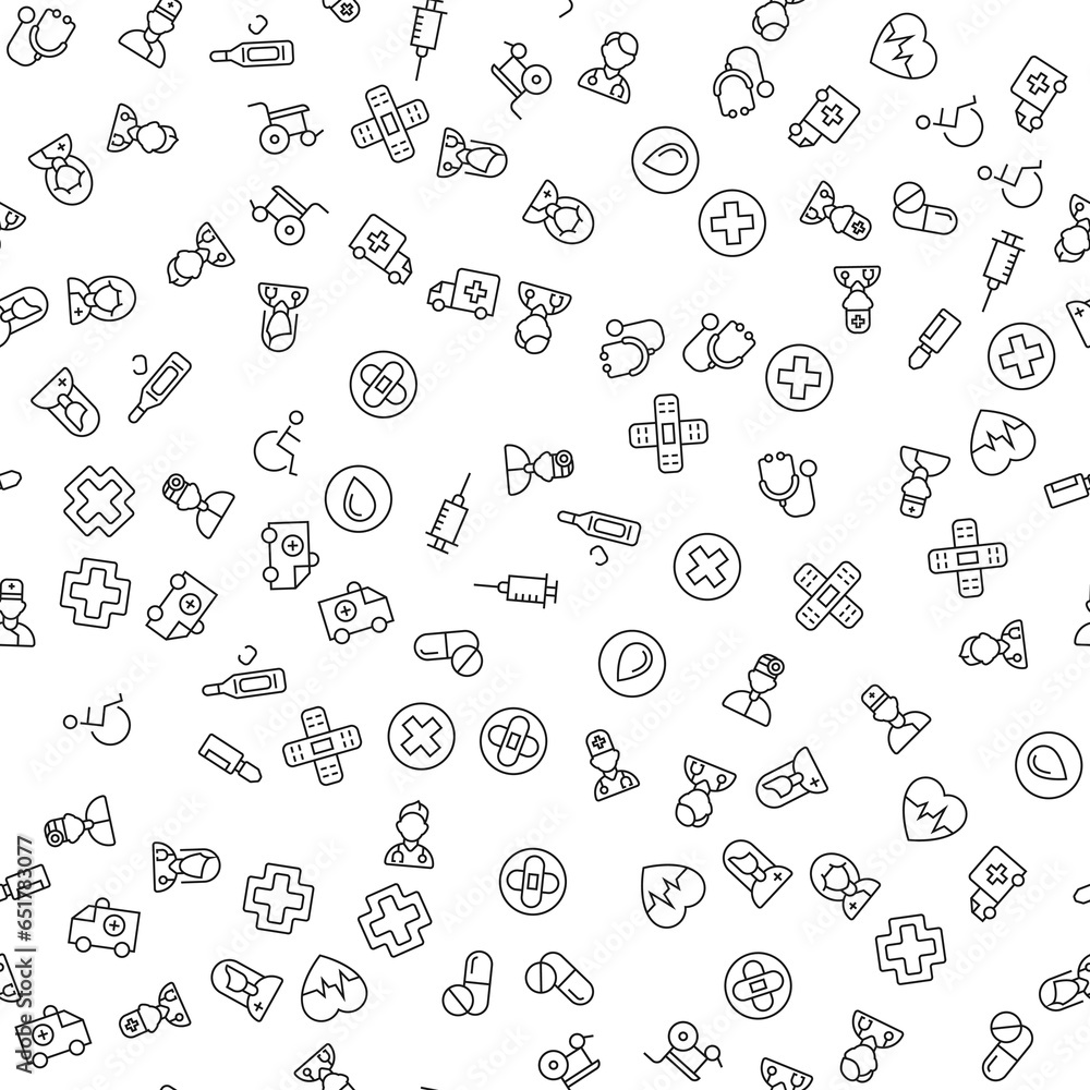 Doctor, Nurse, Cross Seamless Pattern. Perfect for web sites, postcards, wrappers, stores, shops
