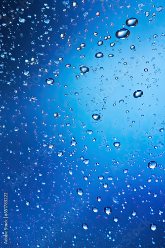 Dynamic deep blue background enhanced by sparkling water droplets and gradients