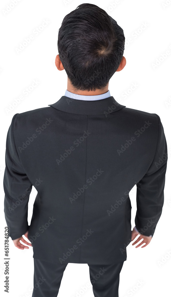 Digital png photo of back of biracial businessman on transparent background Digital png photo of back of biracial businessman on transparent background