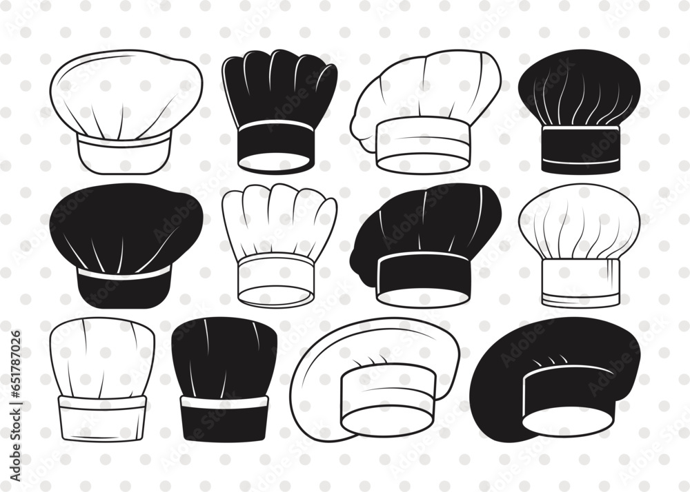 Chef Hat Silhouette, Chef Hat SVG, Cook Hat Svg, Chef Cap Svg, Koki Hat Svg, Cooking Hat Icon