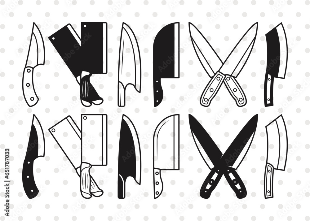 Chef Knife Silhouette, Chef Knife SVG, Butcher Knife Svg, Cross Butcher
