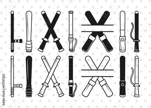 Police Baton Silhouette, Police Baton SVG, Sentry Telescopic Svg, Police Baton Icon Svg, Billy Club Svg, Expandable Baton Svg, Police Baton Bundle