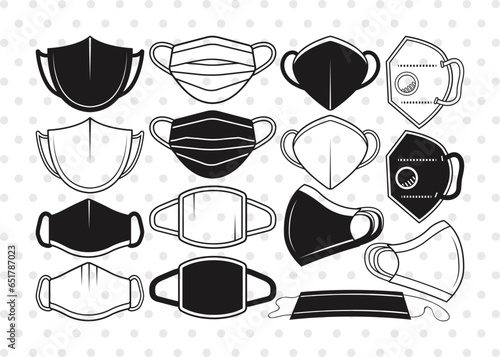 Face Mask Silhouette, Face Mask SVG, Quarantine Mask Svg, Face Mask Icon Svg, Mask Svg, Surgical Mask Svg, Face Mask Bundle