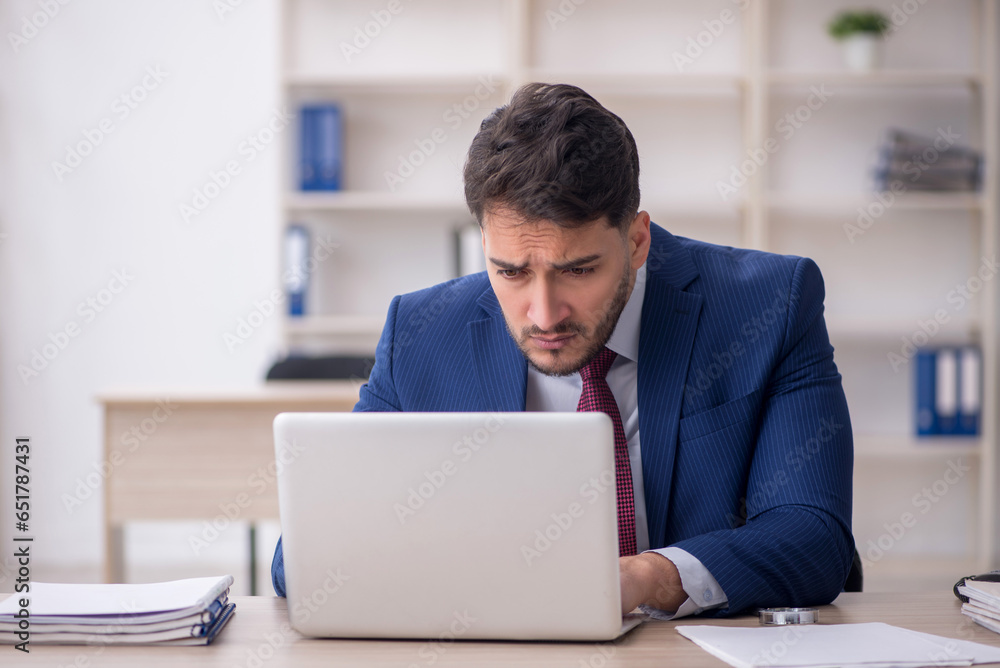 Young male employee working in the office Young male employee working in the office
