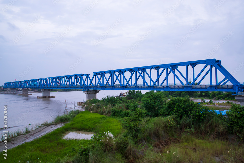 Dhaka to Bhanga railway  Steel structure Rail Bridge Over the Arialkha River in Bangladesh