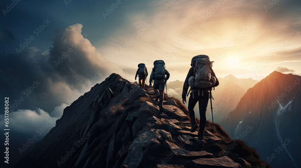 Step by step, they conquered the height, Scaling the mountain, bathed in the sunlight. Their perseverance led them to the top, where a breathtaking view awaited