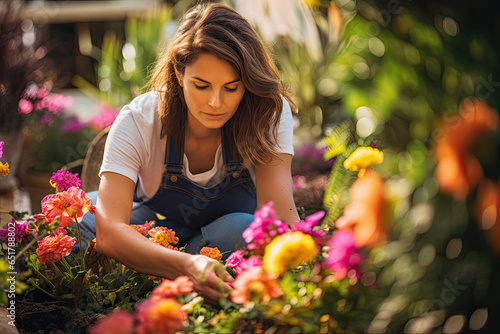 girl working  in the garden © reddish