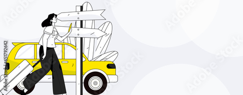 Holiday travel travel characters internet background vector hand drawn illustration
