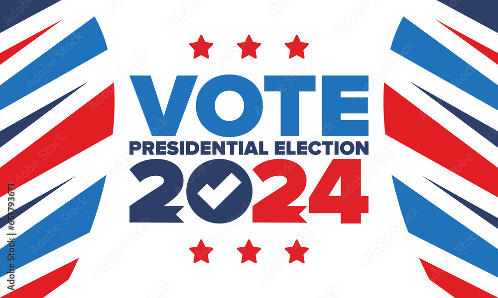 Presidential Election 2024 in United States. Vote day, November 5. US Election. Patriotic american element. Poster, card, banner and background. Vector illustration Presidential Election 2024 in United States. Vote day, November 5. US Election. Patriotic american element. Poster, card, banner and background. Vector illustration