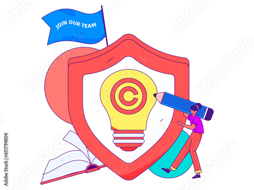 Protect intellectual property flat vector concept operation hand drawn illustration