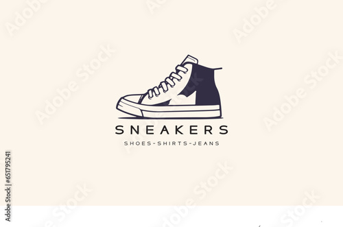 Sneakers shoes vector logo icon illustration design