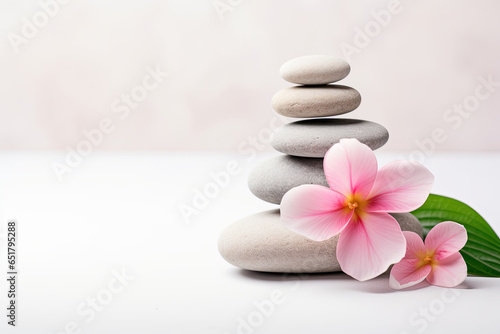 zen stones and pink orchid flower banner 