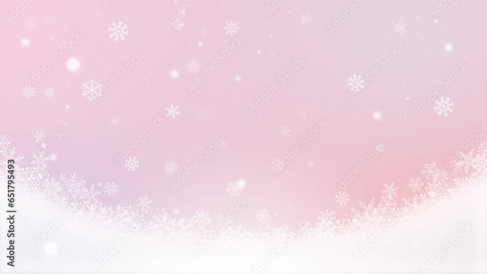 Crystals of falling snow. pink Christmas background. loop video.(062) Crystals of falling snow. pink Christmas background. loop video.(062)