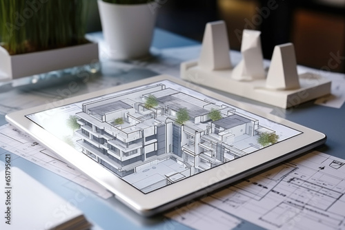 Architectural design modish software application for architect business and professional designer on a digital tablet