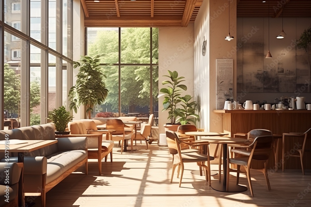 Modern Aesthetic Cafe Room Interior Design Created with Generative AI