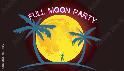 Full moon party vector illustrator
