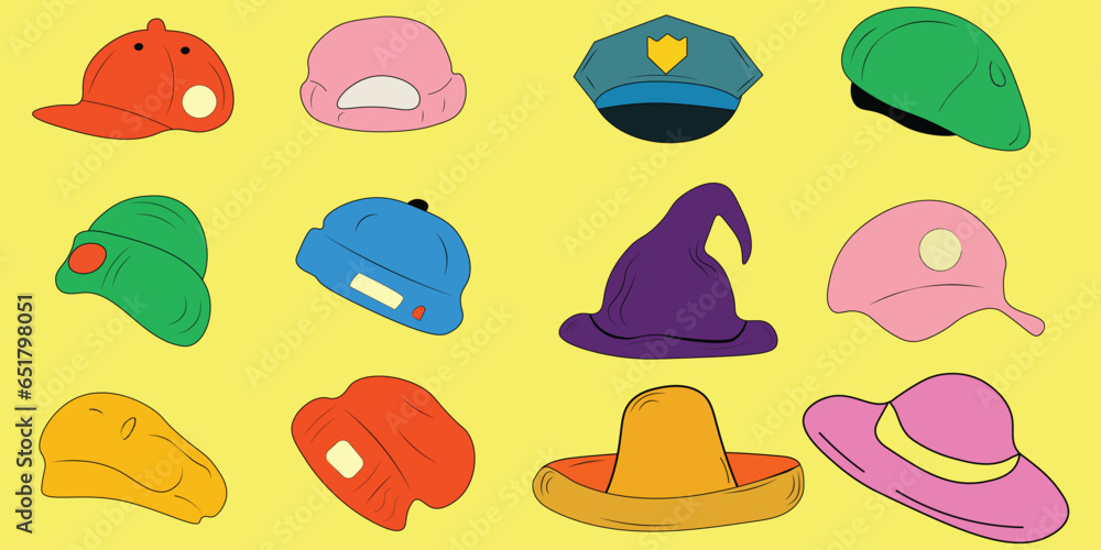 Cartoon Hat Vector Set Cartoon Hat Vector Set