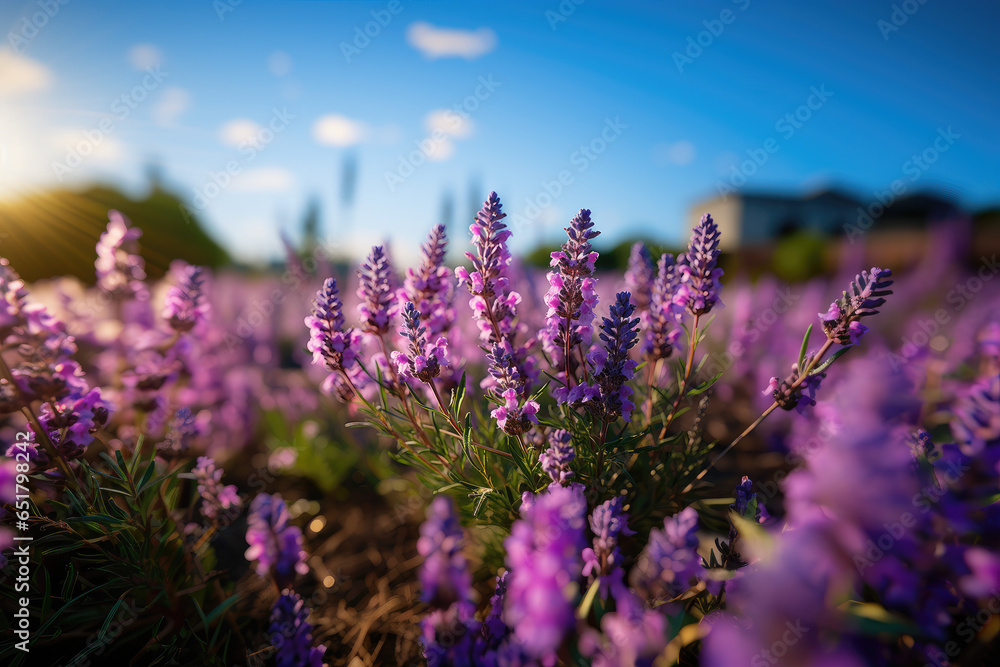 Fototapeta premium lavender field at sunset