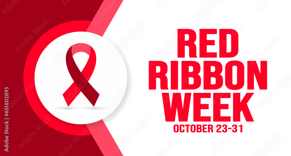 October is Red Ribbon Week background template. Holiday concept. background, banner, placard, card, and poster design template with text inscription and standard color. vector illustration. - obrazy, fototapety, plakaty 
