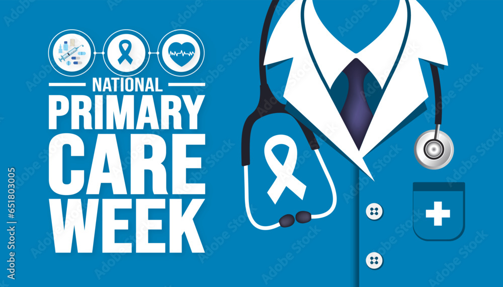 October is National Primary Care Week background template. Holiday concept. background, banner, placard, card, and poster design template with text inscription and standard color. vector illustration. - obrazy, fototapety, plakaty 