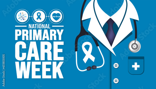 October is National Primary Care Week background template. Holiday concept. background, banner, placard, card, and poster design template with text inscription and standard color. vector illustration.