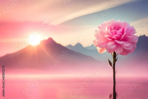 a pink flowers in the morning 