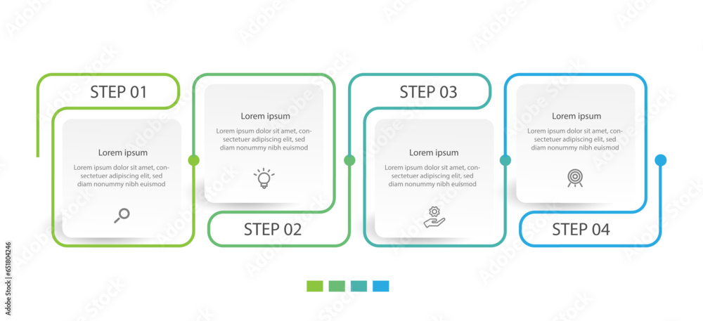 Modern design template business infographic vector element with 4 step and icons.