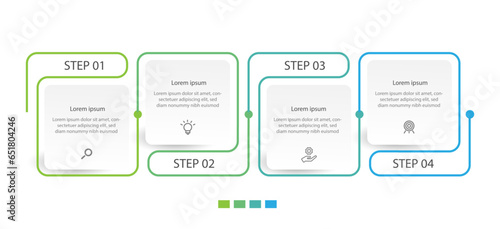 Modern design template business infographic vector element with 4 step and icons.