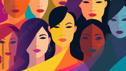 Vector female diverse faces of different ethnicity women empowerment and womens day ai generated 