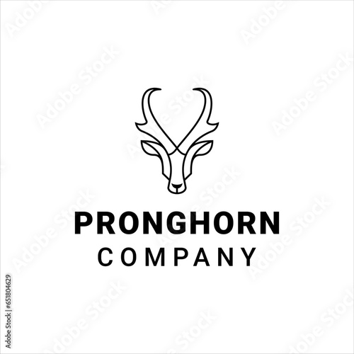 Pronghorn antelope logo with simple line style design