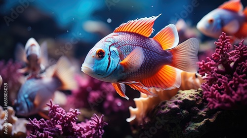 Fish in tropical ocean, beautiful marine life. generative ai © nilanka