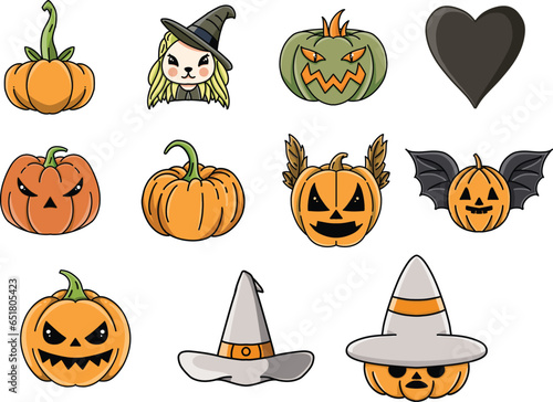 a set of halloween illustration vector