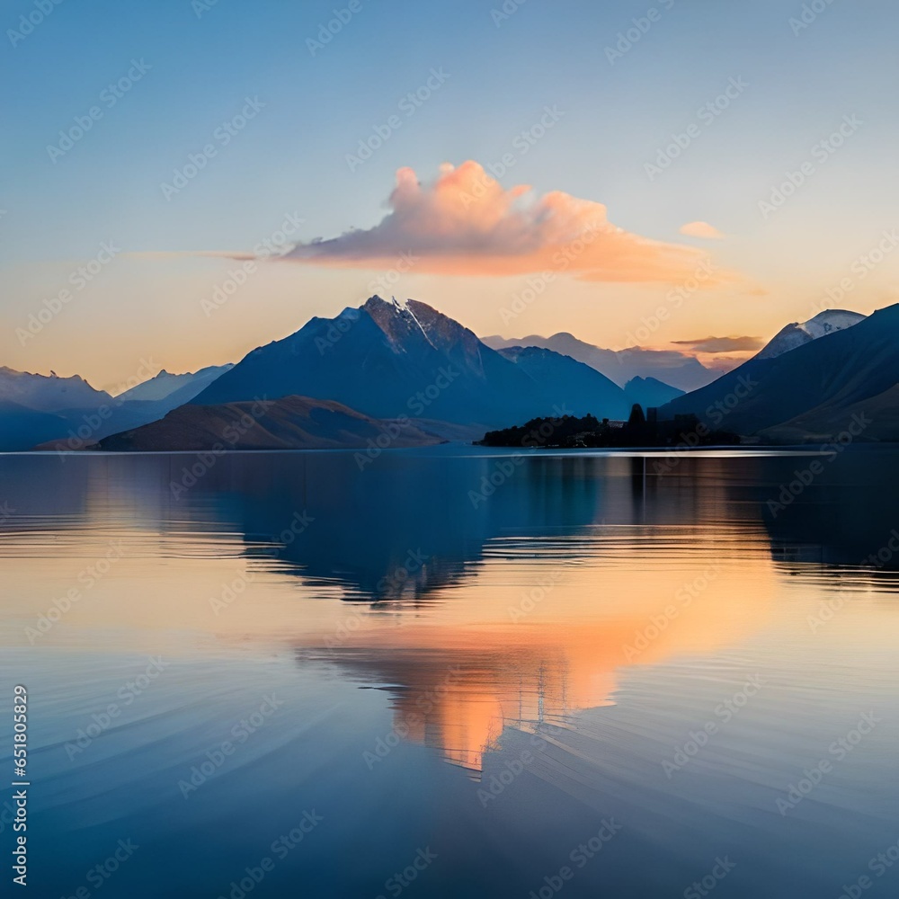 Lake Wanaka in the Queenstown-Lakes District, South Island, New Zealand.AI generated