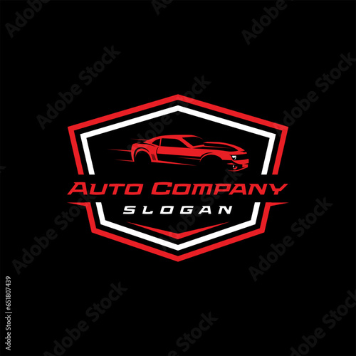 Racing team logo with badge in masculine style design
