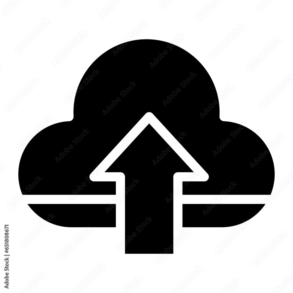 Upload to cloud black flat icon for apps and websites