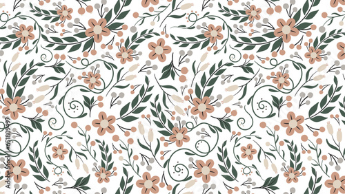 Seamless pattern with abstract plants in boho style. Vector illustration