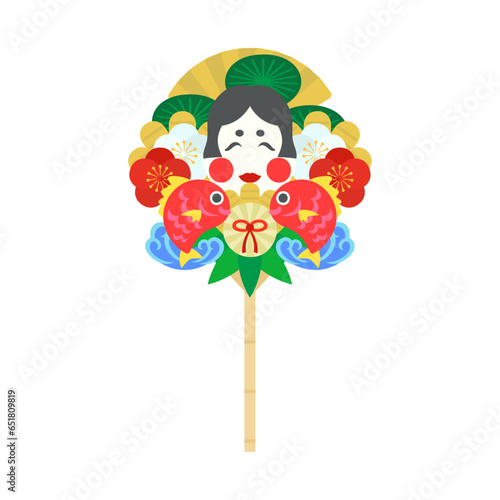 縁起熊手。フラットなベクターイラスト。
Engi-kumade: bamboo rake decorated with lucky charms. Flat designed vector illustration.