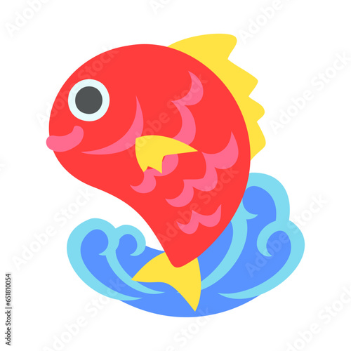 おめでたい鯛（めで鯛）。フラットなベクターイラスト。
. Flat designed vector illustration.