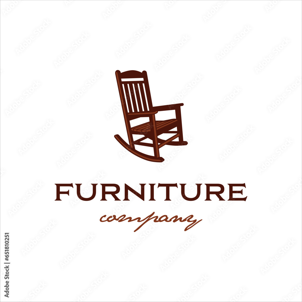 Rocking chair logo with classic style design Rocking chair logo with classic style design