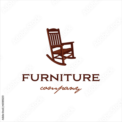 Rocking chair logo with classic style design
