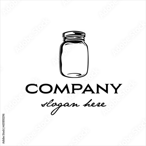 Empty glass jar logo with classic style design