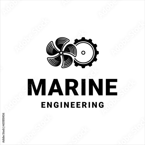 Ships propeller and gear logo with masculine style design