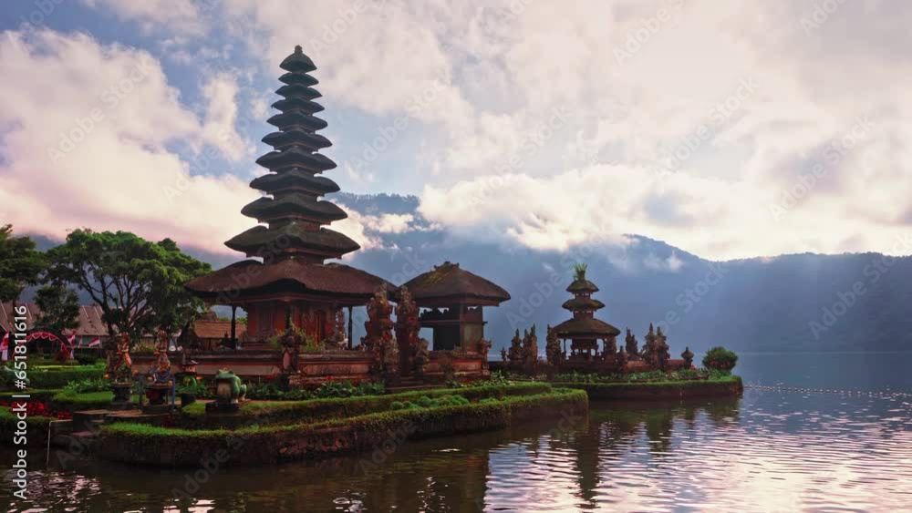 Ulun Danu Beratan Temple Bali - Bali's Iconic Lake Temple, is both a famous picturesque landmark and a significant temple complex on the western side of Beratan Lake. Bali Indonesia 4K Ulun Danu Beratan Temple Bali - Bali's Iconic Lake Temple, is both a famous picturesque landmark and a significant temple complex on the western side of Beratan Lake. Bali Indonesia 4K