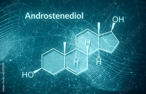 Androstenediol structural chemical formula. Androgen steroid hormone