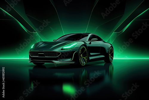 green sports car wallpaper with fantastic light effect background © degungpranasiwi