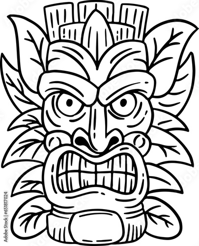 hawaiian tiki head outline illustration