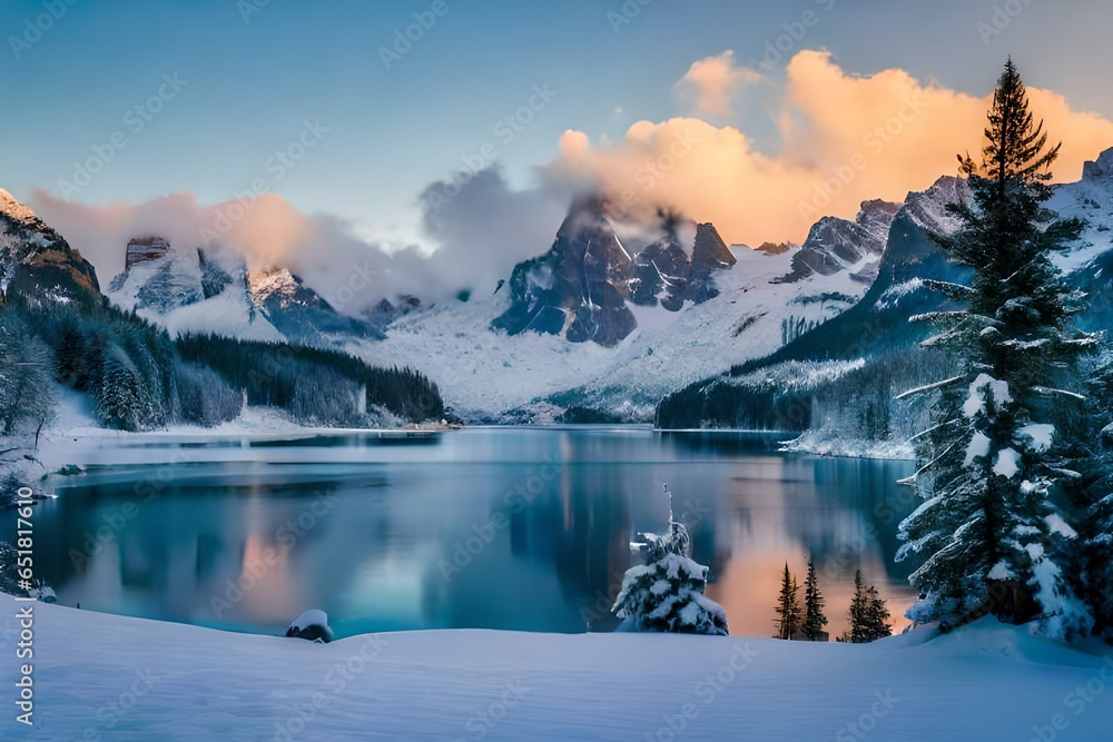 Obraz premium sunrise over the mountains generated ai