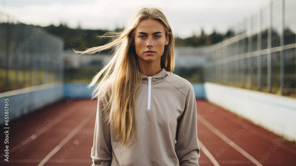 Portrait of a sporty woman on the street in sportswear. Motivation to exercise and lead a healthy lifestyle.