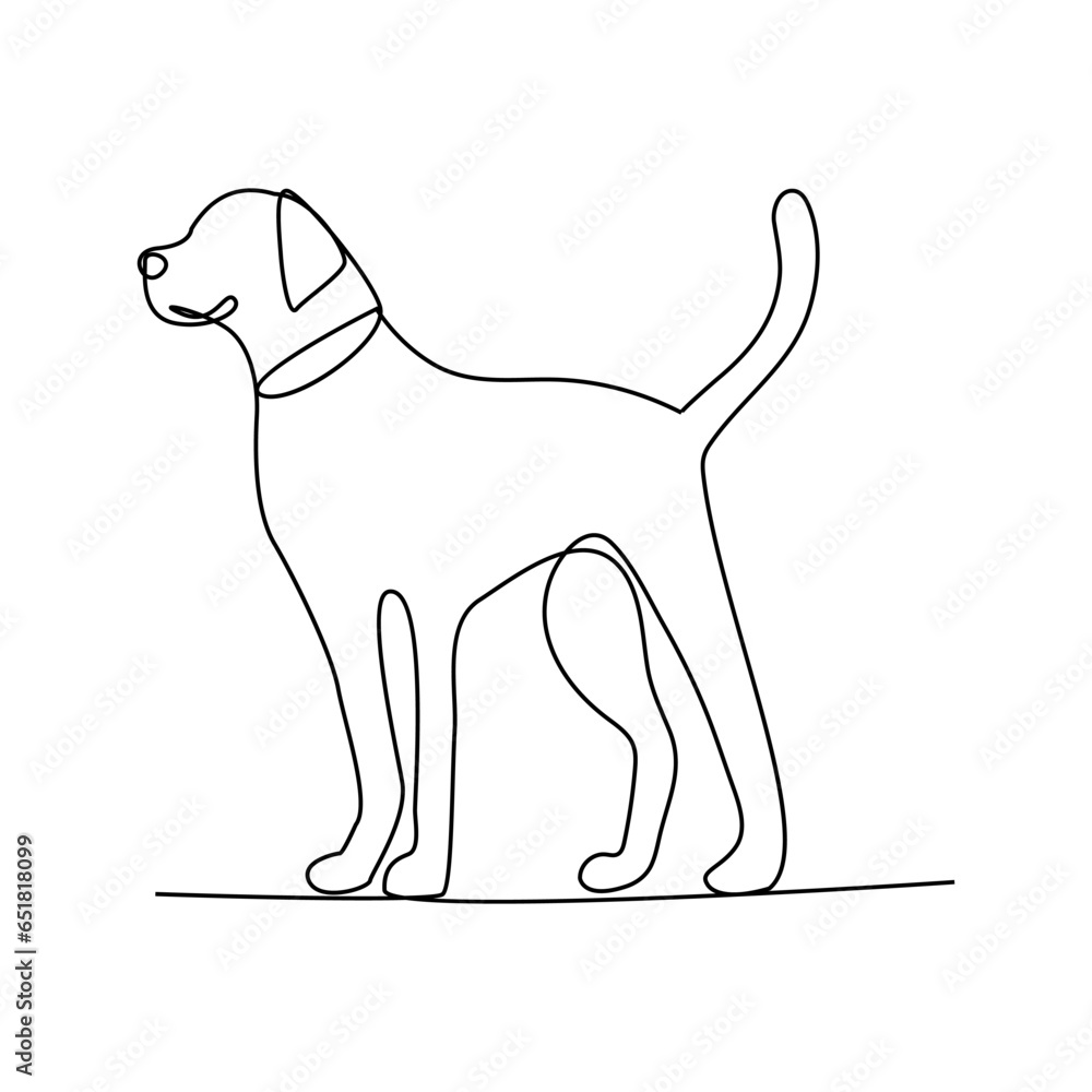 Continuous single line dog drawing outline vector art illustration