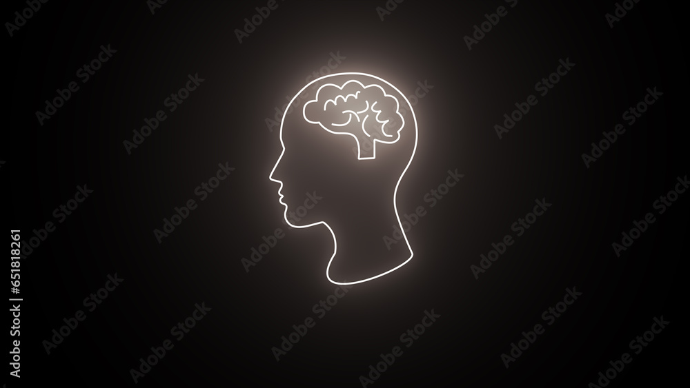 Human brain neon light icon. brain medical structure.The human brain. Human brain neon light icon. brain medical structure.The human brain.